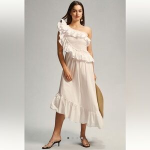 MISA Sandersun Ruffled One-Shoulder Dress